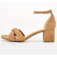 V By Very Wide Fit Block Heel Sandal - Taupe