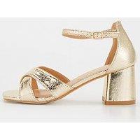 V By Very Extra Wide Fit Block Heel Sandal - Gold