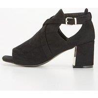 V By Very Extra Wide Fit Block Heel Peep Toe Shoe Boot - Black