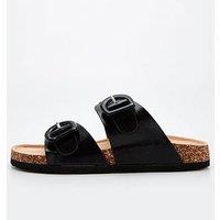 Everyday Extra Wide Fit Buckle Footbed Sandal - Black