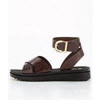 V By Very Comfort Wide Fit Croc Ankle Strap Comfort Sandal - Chocolate