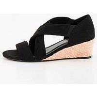 V By Very Low Strappy Wedge Sandal - Black