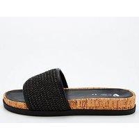 V By Very Raffia Cork Slider - Black