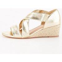 V By Very Wide Fit Strappy Wedge Sandal - Gold