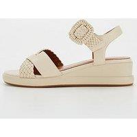 V By Very Weave Cross Strap Wedge Sandal - Cream