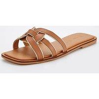 V By Very Leather Loop Slider Sandal - Brown