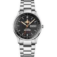 Vivienne Westwood The Cranbourne Gents Quartz Watch With Black Dial & Silver Stainless Steel Bracelet