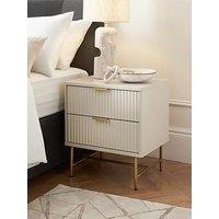 Very Home Cora 2 Drawer Bedside Chest - Ivory/Brass