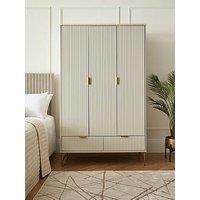 Very Home Cora 3 Door, 2 Drawer Wardrobe - Ivory/Brass