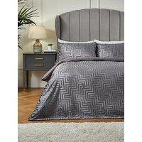 Very Home Greek Key Velvet Duvet Cover Set - Charcoal