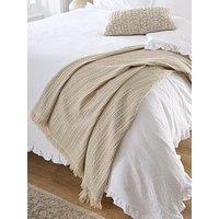 Very Home Textured Waffle Cotton Bedspread Throw &Ndash; Natural
