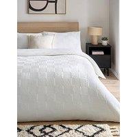 Very Home Textured Grid Duvet Cover Set - White