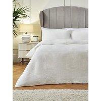 Very Home Crinkle Textured Duvet Cover Set - White