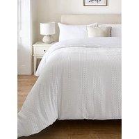 The Very Collection Waffle Stripe Duvet Cover Set - White