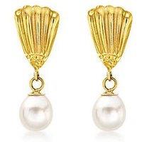 Love Gold 9Ct Yellow Gold Freshwater Pearl Shell Drop Earrings