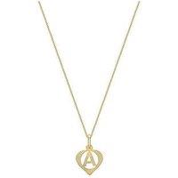 The Love Collection 9Ct Yellow Gold Initial Heart Pendant & Curb Chain