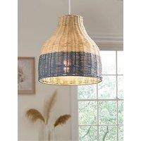 Very Home Rattan Easy Fit Light Shade With Blue Trim