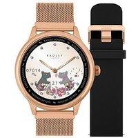 Radley Series 19 Smart Calling Watch With Interchangeable Cobweb Rose Gold Mesh And Black Silicone Straps