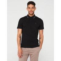 Boss Passertip Slim Fit Short Sleeve Polo Shirt - Black