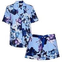 Cyberjammies Floral Print Short Pyjama Set- Light Blue