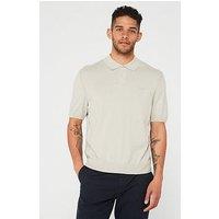 Boss Asac Knitted Polo Shirt - Light Beige