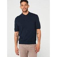 Boss Asac Knitted Polo Shirt - Dark Blue