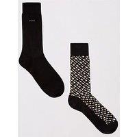 Boss 2 Pack Monogram Crew Socks-Black