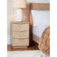 Very Home Kentford 3 Drawer Bedside Chest - Oak