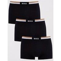 Boss Motion Corporate Trim Waistband Moisture Wicking 3 Pack Trunks-Black