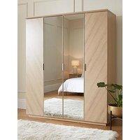 Very Home Kentford 4 Door Mirrored Wardrobe - Oak