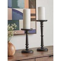 Very Home Set Of 2 Black Pillar Candles