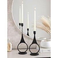 Michelle Keegan Home Set Of 2 Black Abstract Candle Holders
