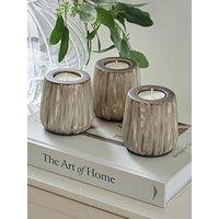 Very Home Set Of 3 Striped Candle Holders