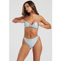 South Beach Pastel Blue Foil High Leg Brief