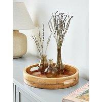 Very Home Round Wooden Textured Tray