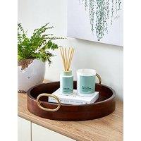 Very Home Dark Walnut Tray With Brass Handles