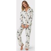 Chelsea Peers Cream Giraffe Button Up Long Pyjama Set