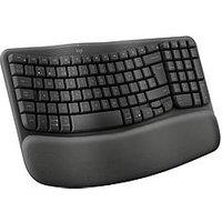 Logitech Wave Keys Wireless Ergonomic Keyboard With Cushioned Palm Rest - Graphite