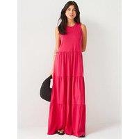 Everyday Sleeveless Tiered Maxi Dress - Pink