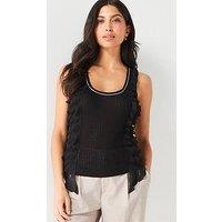 V By Very Ruffle Embellished Vest - Black