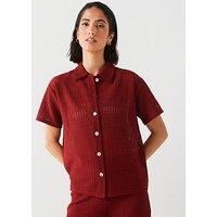 V By Very Crochet Button Through Shirt - Red