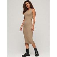 Superdry Backless Knitted Midi Dress - Brown