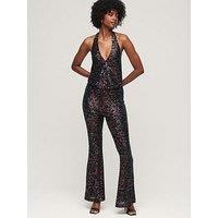 Superdry Sequin Halter Jumpsuit - Black