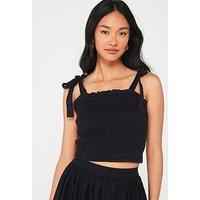 V By Very Strappy Broidery Co-Ord Top - Black