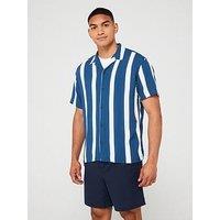 Jack & Jones Jack & Jones Short Sleeve Stripe Resort Shirt - Blue