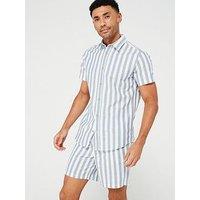 Jack & Jones Jack & Jones Short Sleeve Stripe Oxford Shirt - Blue