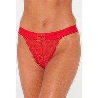 Hugo Red Lace Elastic Waistband Thong - Red