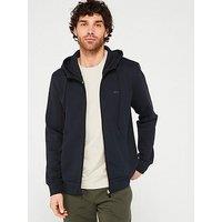 Boss Saggy Logo Zip Through Hoodie - Dark Blue