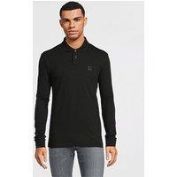 Boss Passerby Slim Fit Long Sleeve Polo Shirt - Black