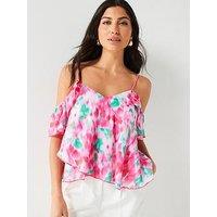 V By Very Cold Shoulder Floral Print Cami